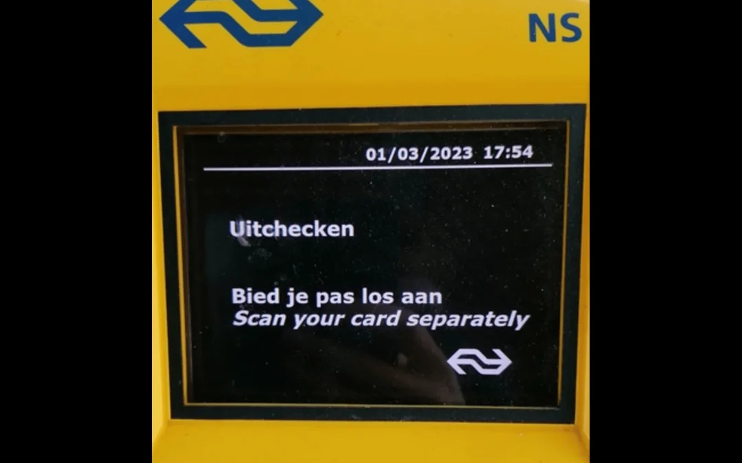 Scherm van de NS voordat je incheckt met je ov-chipkaart